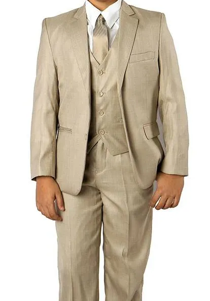 (14H, 18H) Classic Boy Suit 5 Piece Set Beige