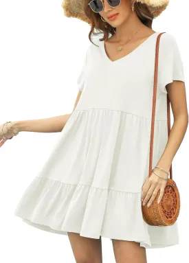 2024 Summer Dress for Women Casual Loose Short T Shirt Dress Cute Flowy Swing Babydoll Dress