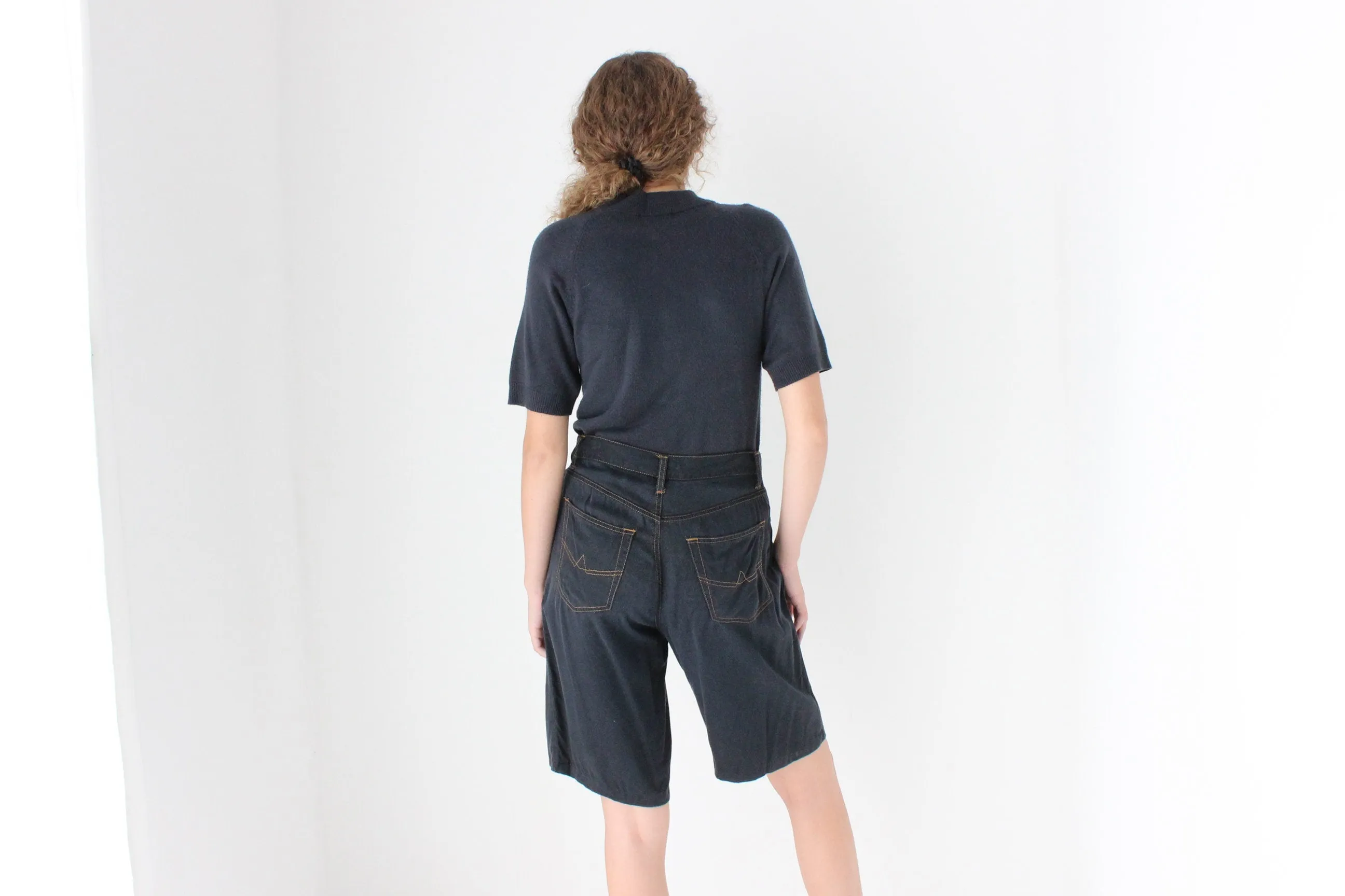 90s Modal Rayon Knee Length Mom Shorts