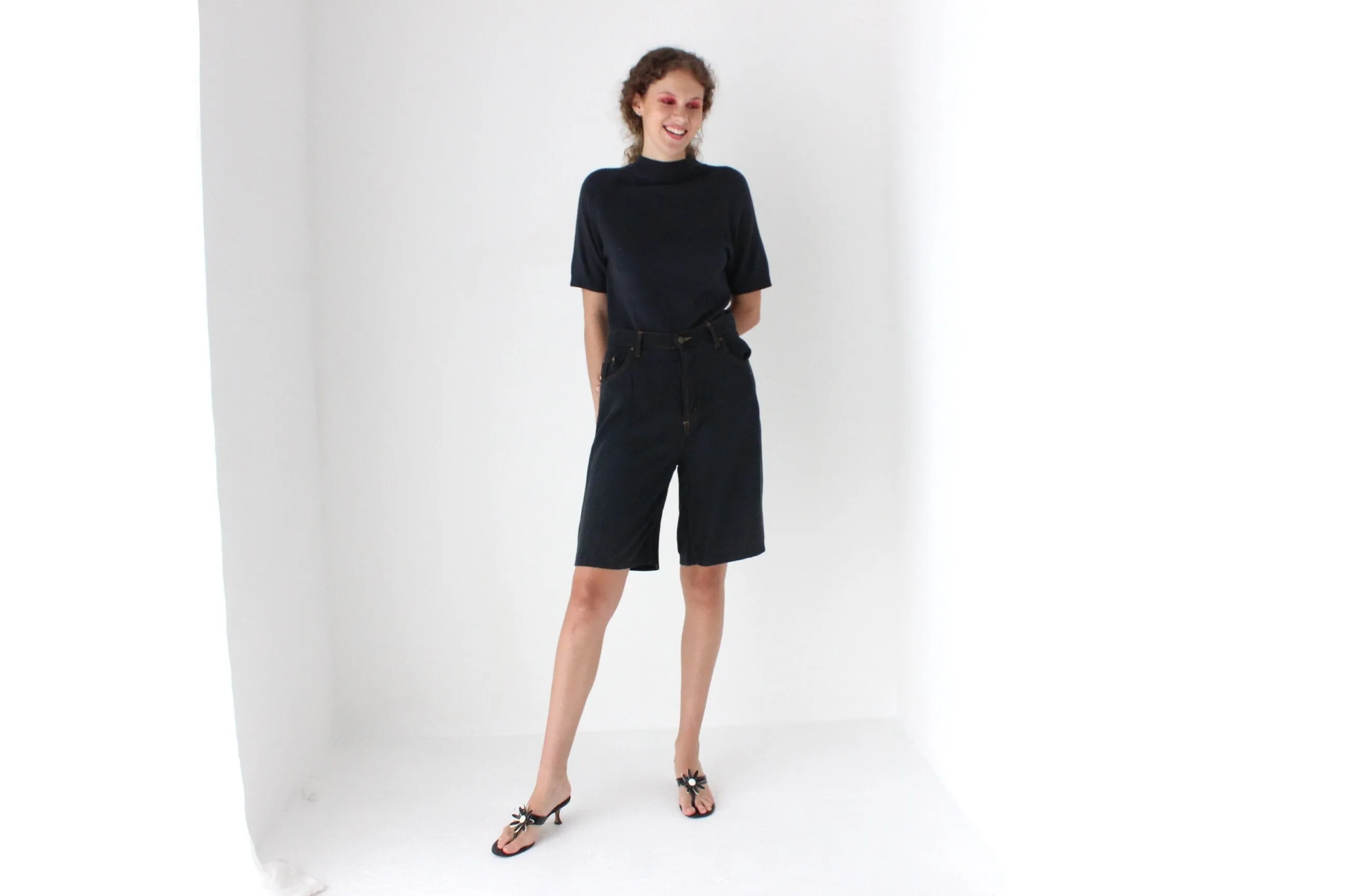 90s Modal Rayon Knee Length Mom Shorts