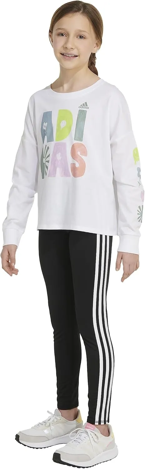 adidas Girls' Long Sleeve Waist Crew Tee T-Shirt