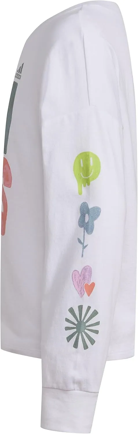 adidas Girls' Long Sleeve Waist Crew Tee T-Shirt
