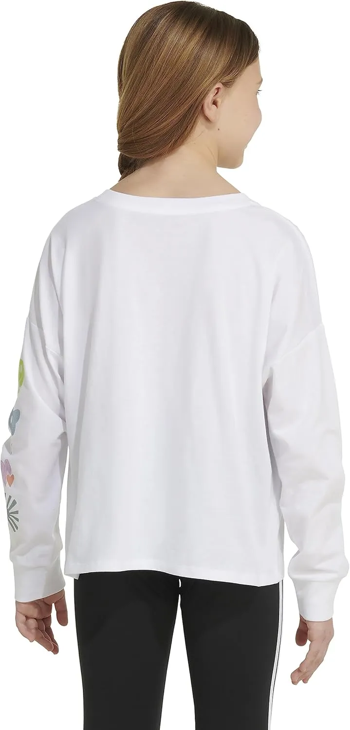 adidas Girls' Long Sleeve Waist Crew Tee T-Shirt