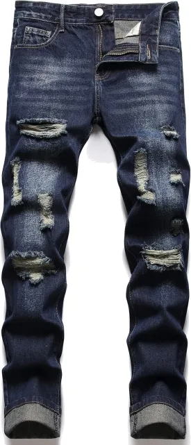 AITITIA Men's Ripped Regular Fit Jeans