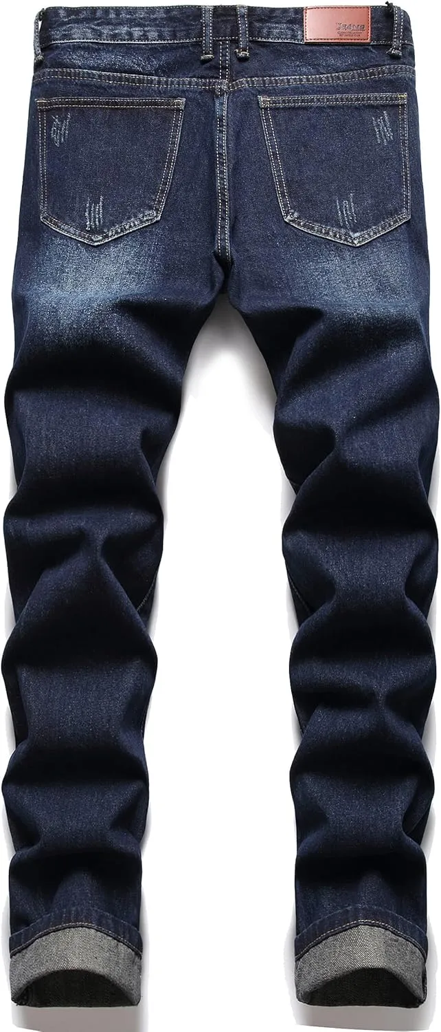 AITITIA Men's Ripped Regular Fit Jeans
