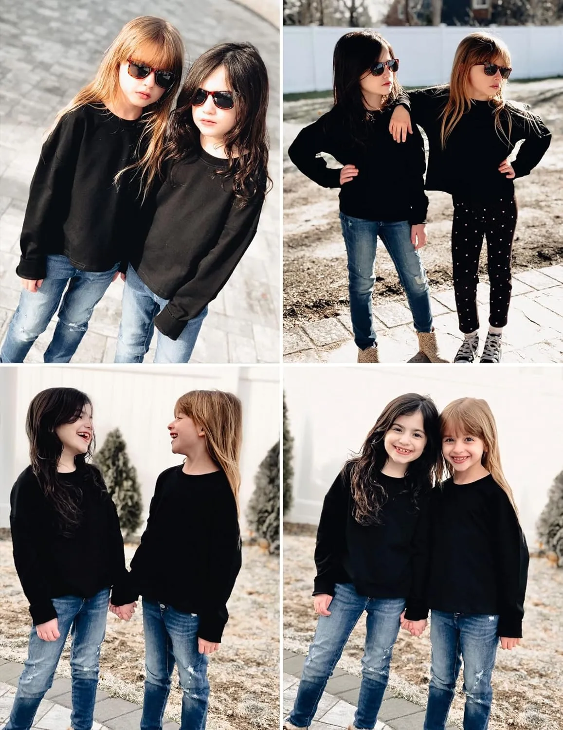 Arshiner Girls Crop Tops Kids Long Sleeve Pullover Sweatshirts Girls Cropped Crewneck Sweatshirt for 5-14 Years Teen Girl