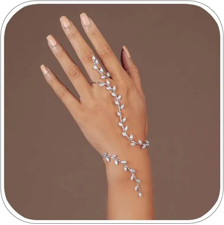 Charm Leaf Olive Branch Bracelets For Women Cuff Bridal Greek Hand Bracelet for Bridal Wedding
