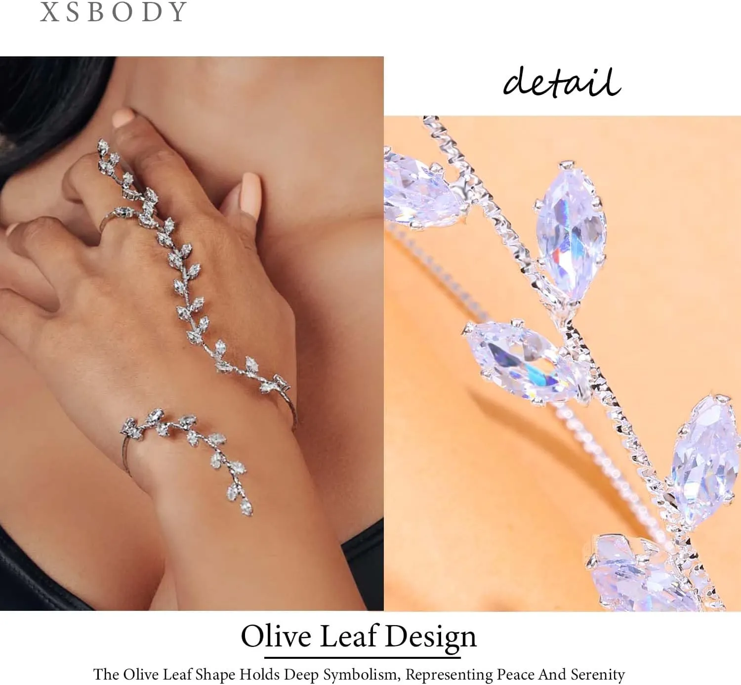 Charm Leaf Olive Branch Bracelets For Women Cuff Bridal Greek Hand Bracelet for Bridal Wedding