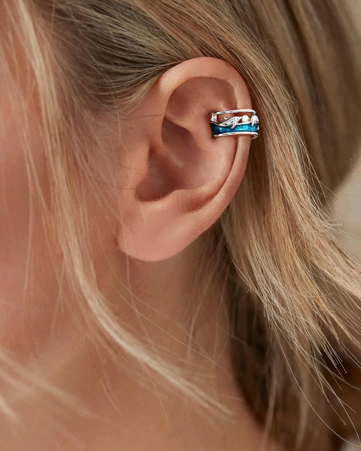 CHIC & ARTSY 925 Sterling Silver Ear Cuff Earrings Hypoallergenic Whales, Turtle No Piercing Ear Cuffs Earrings Adjustable Clip-on Earrings for Women