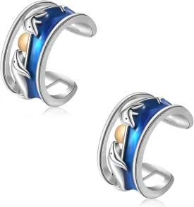 CHIC & ARTSY 925 Sterling Silver Ear Cuff Earrings Hypoallergenic Whales, Turtle No Piercing Ear Cuffs Earrings Adjustable Clip-on Earrings for Women