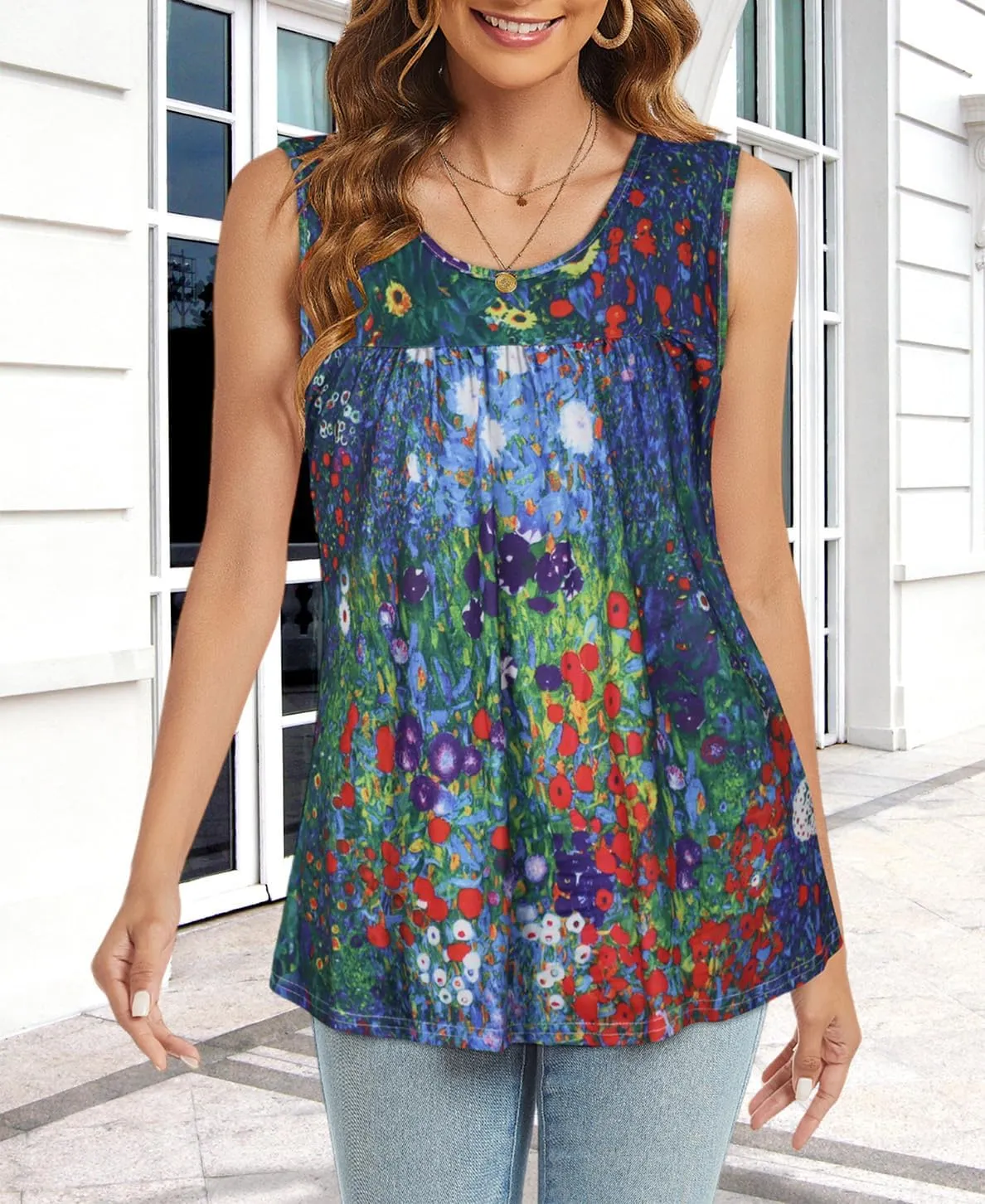 CHICGAL Womens Summer Tank Tops Sleeveless T Shirt Casual Loose Fit Tunic Blouses