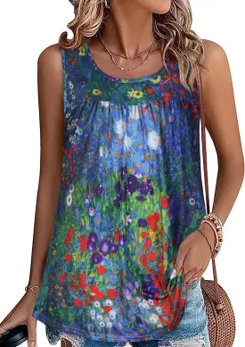 CHICGAL Womens Summer Tank Tops Sleeveless T Shirt Casual Loose Fit Tunic Blouses