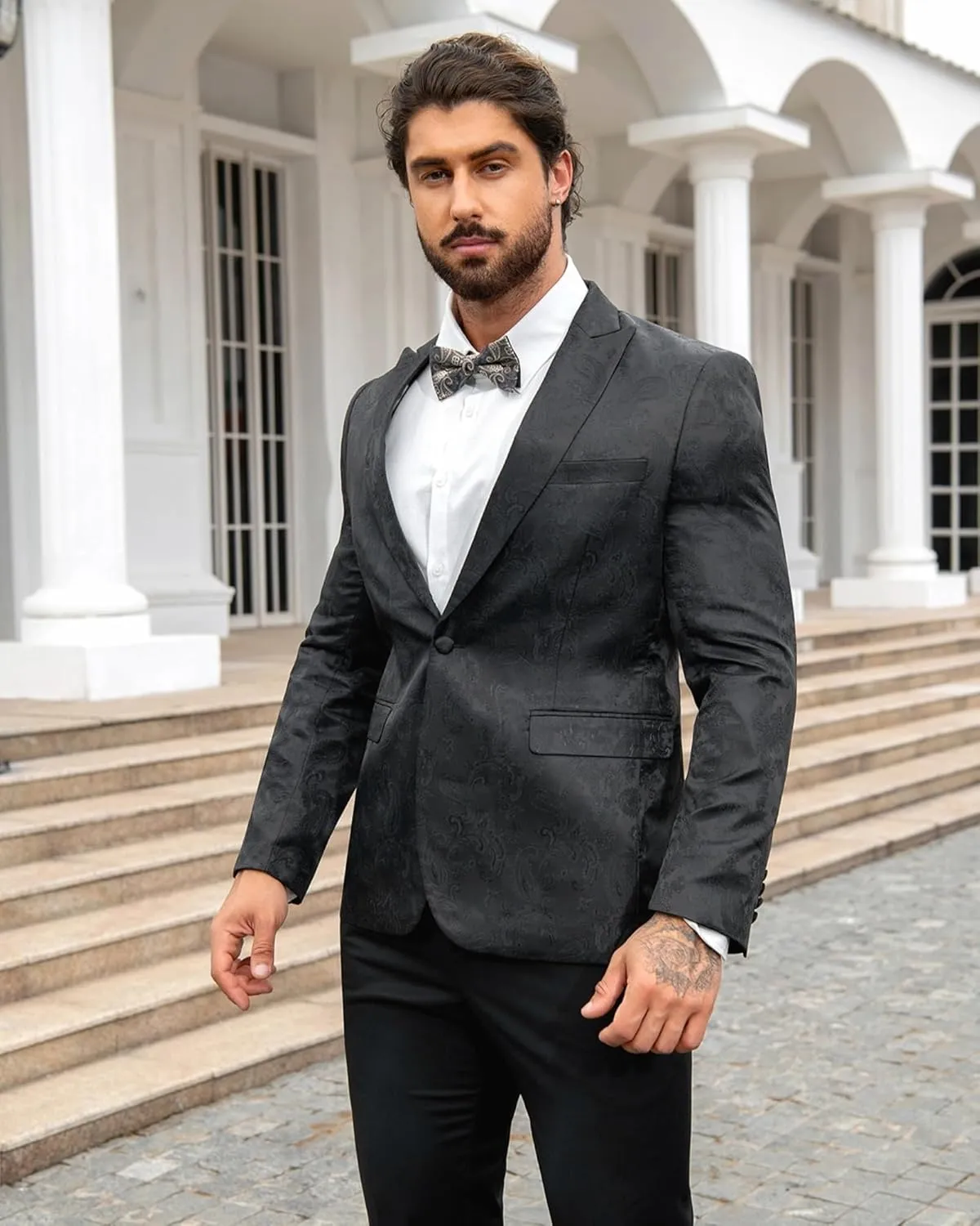 Cloudstyle Mens Slim Fit Paisley Suit Single Breasted Party Suit Jacket 1 Button Sport Coat
