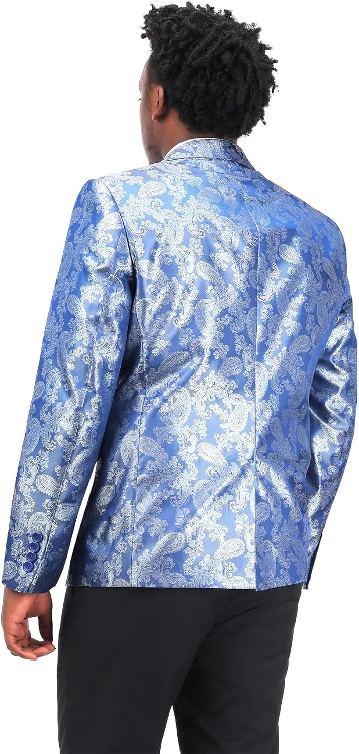 Cloudstyle Mens Slim Fit Paisley Suit Single Breasted Party Suit Jacket 1 Button Sport Coat