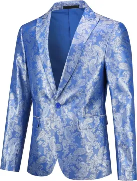Cloudstyle Mens Slim Fit Paisley Suit Single Breasted Party Suit Jacket 1 Button Sport Coat