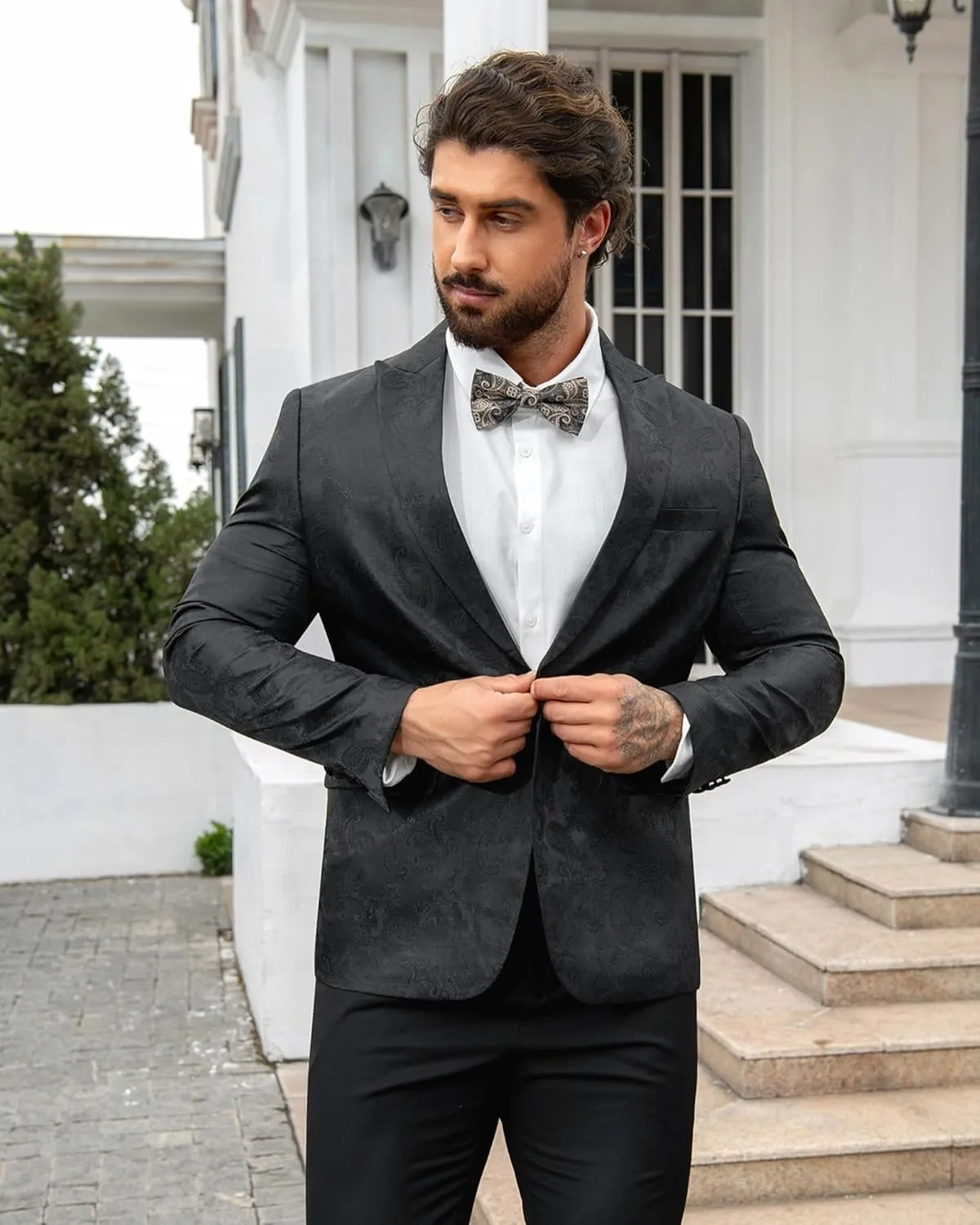 Cloudstyle Mens Slim Fit Paisley Suit Single Breasted Party Suit Jacket 1 Button Sport Coat