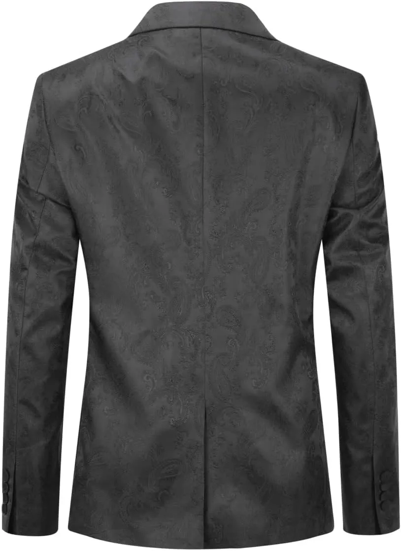 Cloudstyle Mens Slim Fit Paisley Suit Single Breasted Party Suit Jacket 1 Button Sport Coat