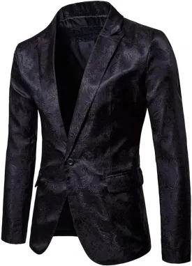 Cloudstyle Mens Slim Fit Paisley Suit Single Breasted Party Suit Jacket 1 Button Sport Coat