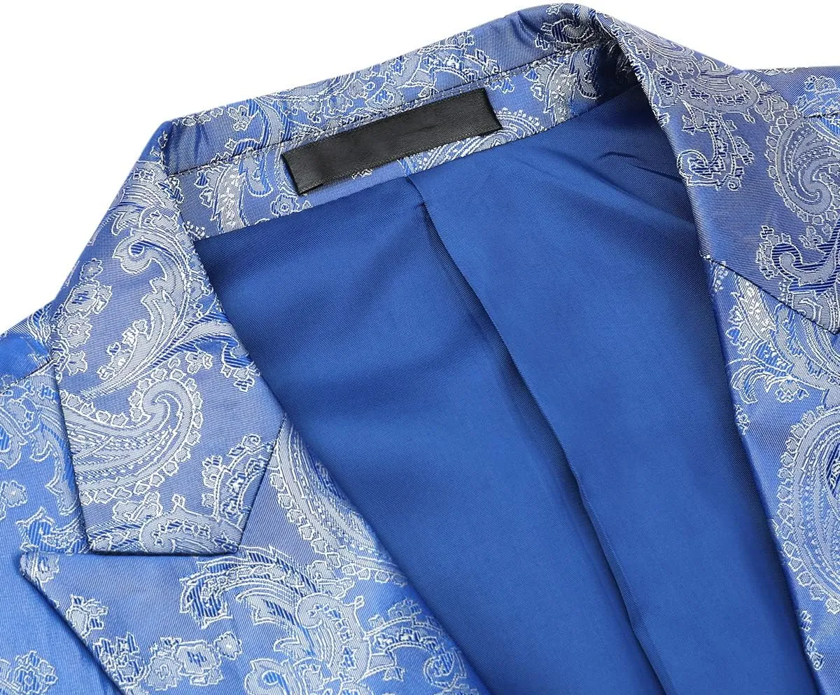 Cloudstyle Mens Slim Fit Paisley Suit Single Breasted Party Suit Jacket 1 Button Sport Coat