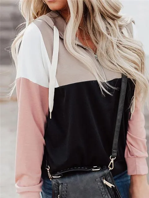 Color Block Zipper Up Sweatshirt