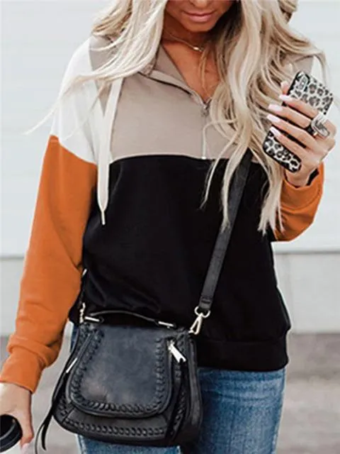 Color Block Zipper Up Sweatshirt