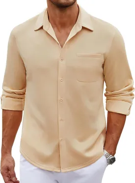 COOFANDY Men's Long Sleeve Wrinkle Free Shirt Casual Button Down Shirts Stretch Dress Shirt with Pocket