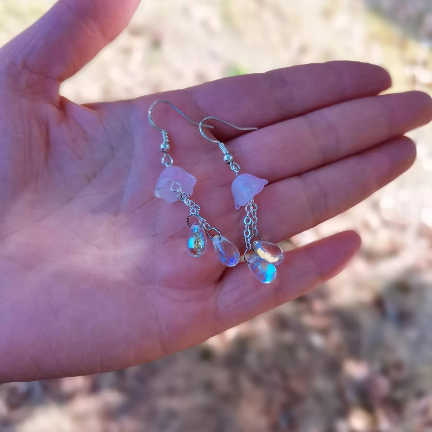 Cute Jellyfish Earrings, Czech Glass Beads Dangle Earrings, Mermaid Teardrop Earrings Jewelry Gifts For Women