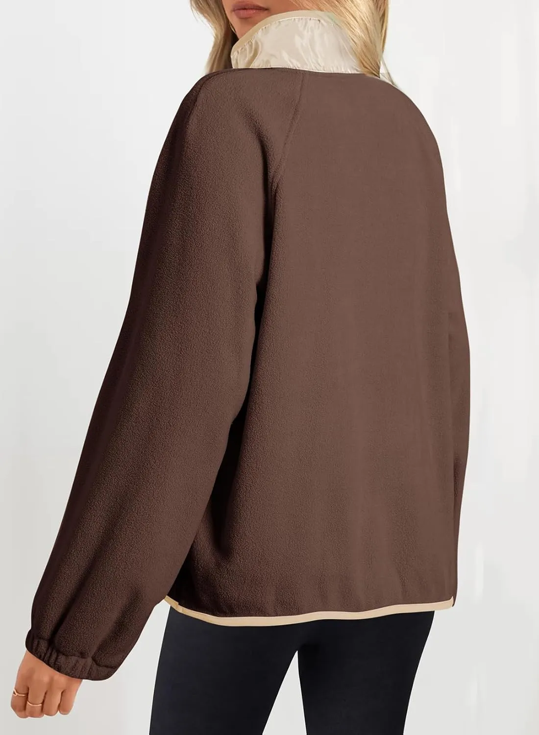 Dokotoo Sweatshirt for Women Oversized Fuzzy Fleece Jacket Color Block Button Long Sleeve Pullover Sherpa Sweatshirts Tops