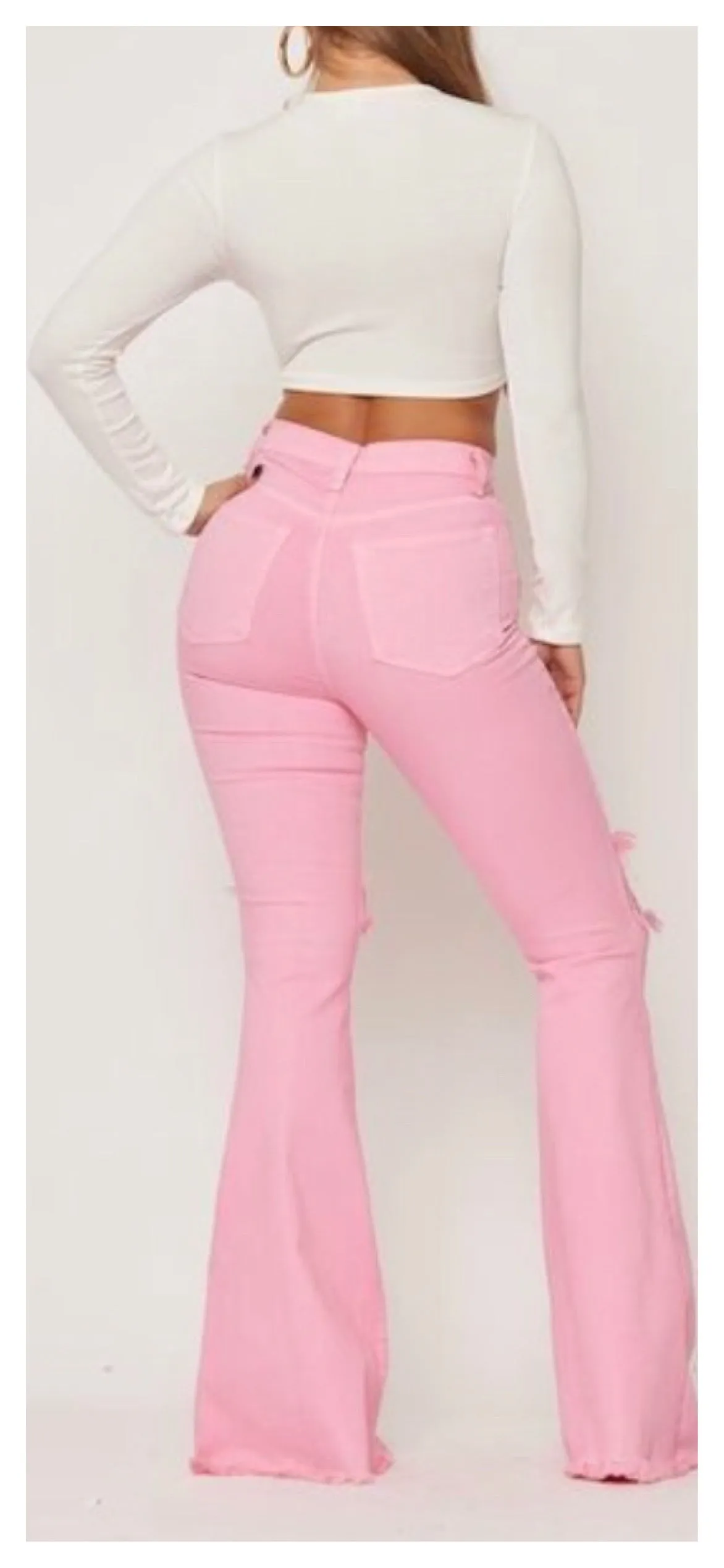 Don't Distress Me Out! High waisted Flare Leg Jean