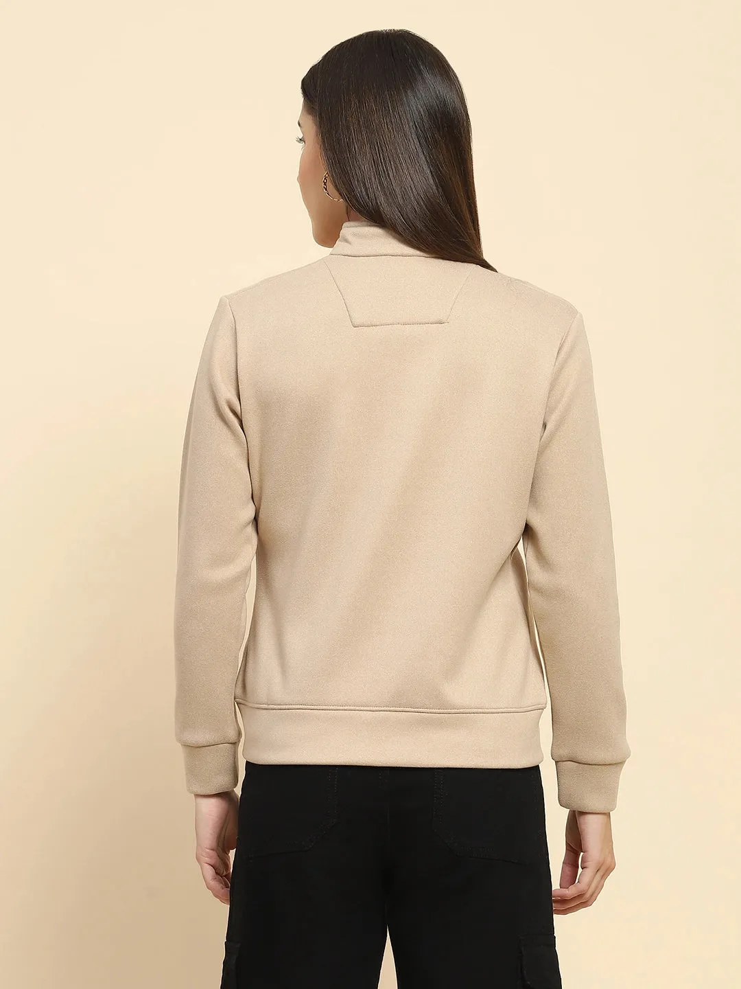 Fawn Poly Blend Solid Relaxed Fit Sweatshirt
