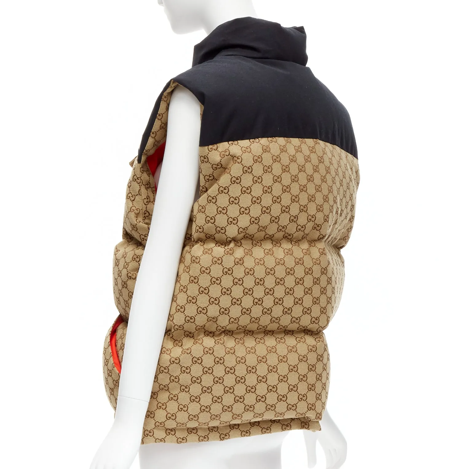 GUCCI THE NORTH FACE black beige big logo GG monogram padded vest jacket IT40 S