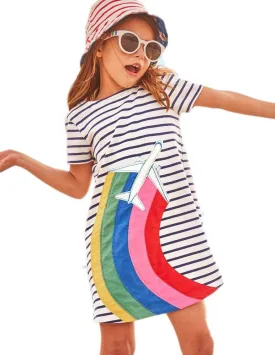 HILEELANG Toddler Girl Cotton Casual Dress Summer Short Sleeve Basic Tunic Playwear Shirt Dresses