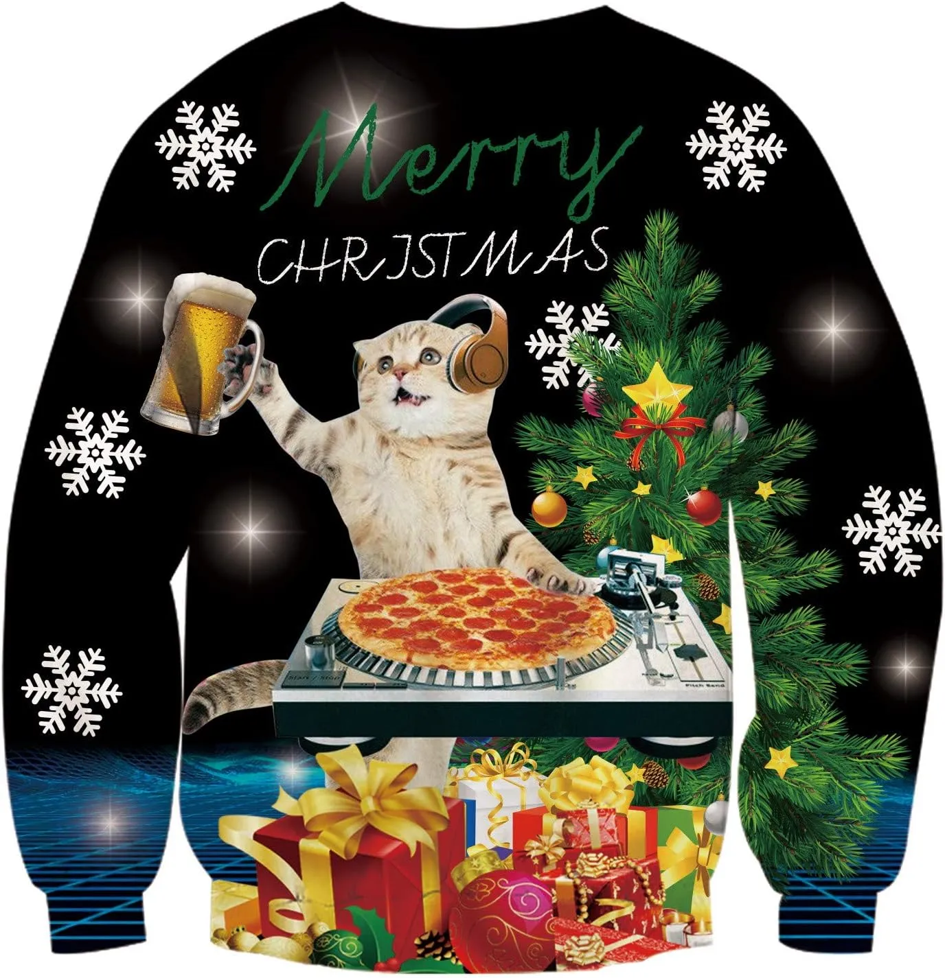Idgreatim Unisex Ugly Christmas Crewneck Sweatshirt Novelty 3D Graphic Long Sleeve Sweater Shirt