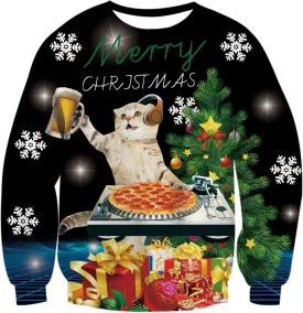 Idgreatim Unisex Ugly Christmas Crewneck Sweatshirt Novelty 3D Graphic Long Sleeve Sweater Shirt