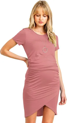 LaClef Women's Casual T-Shirt Ruched Bodycon Maternity Dress