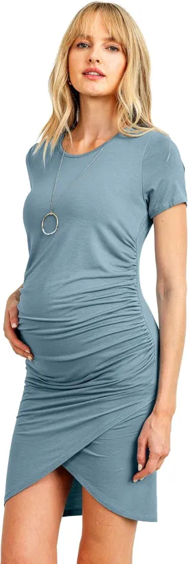LaClef Women's Casual T-Shirt Ruched Bodycon Maternity Dress