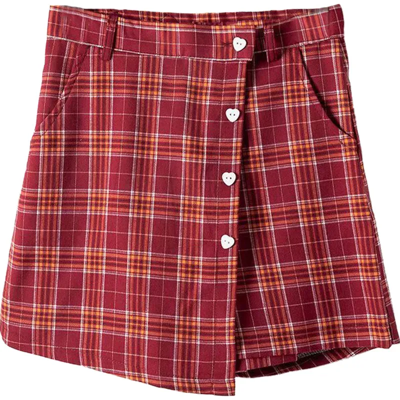 Love heart plaid skirt KF90359