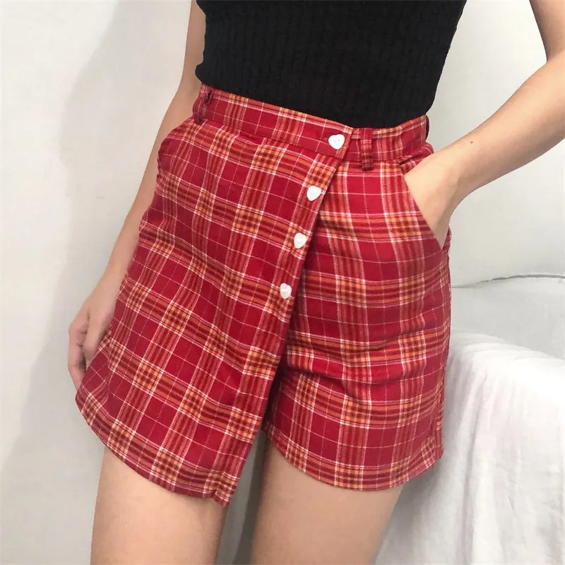 Love heart plaid skirt KF90359