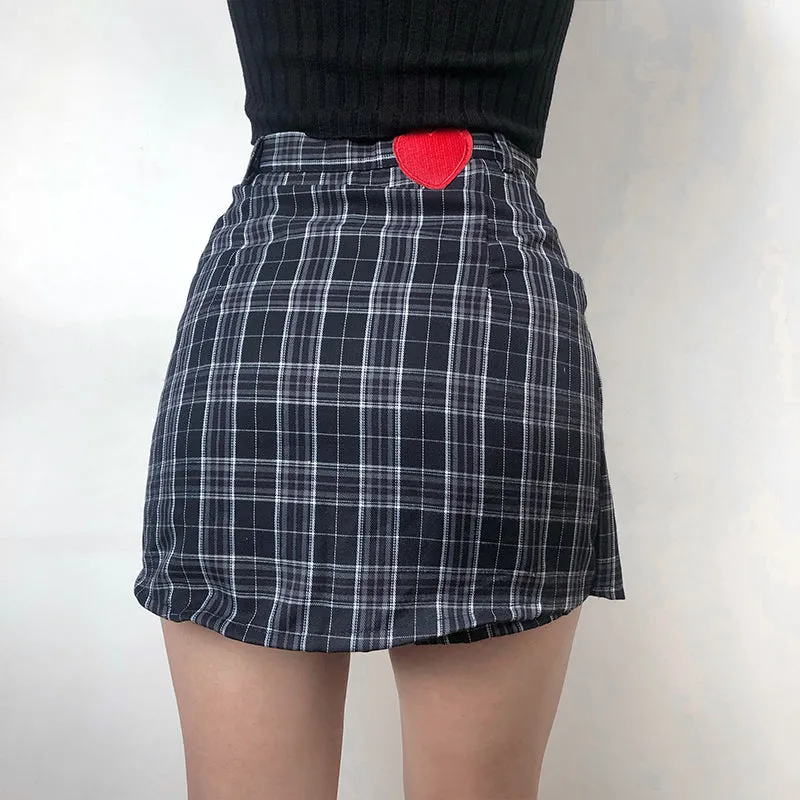 Love heart plaid skirt KF90359