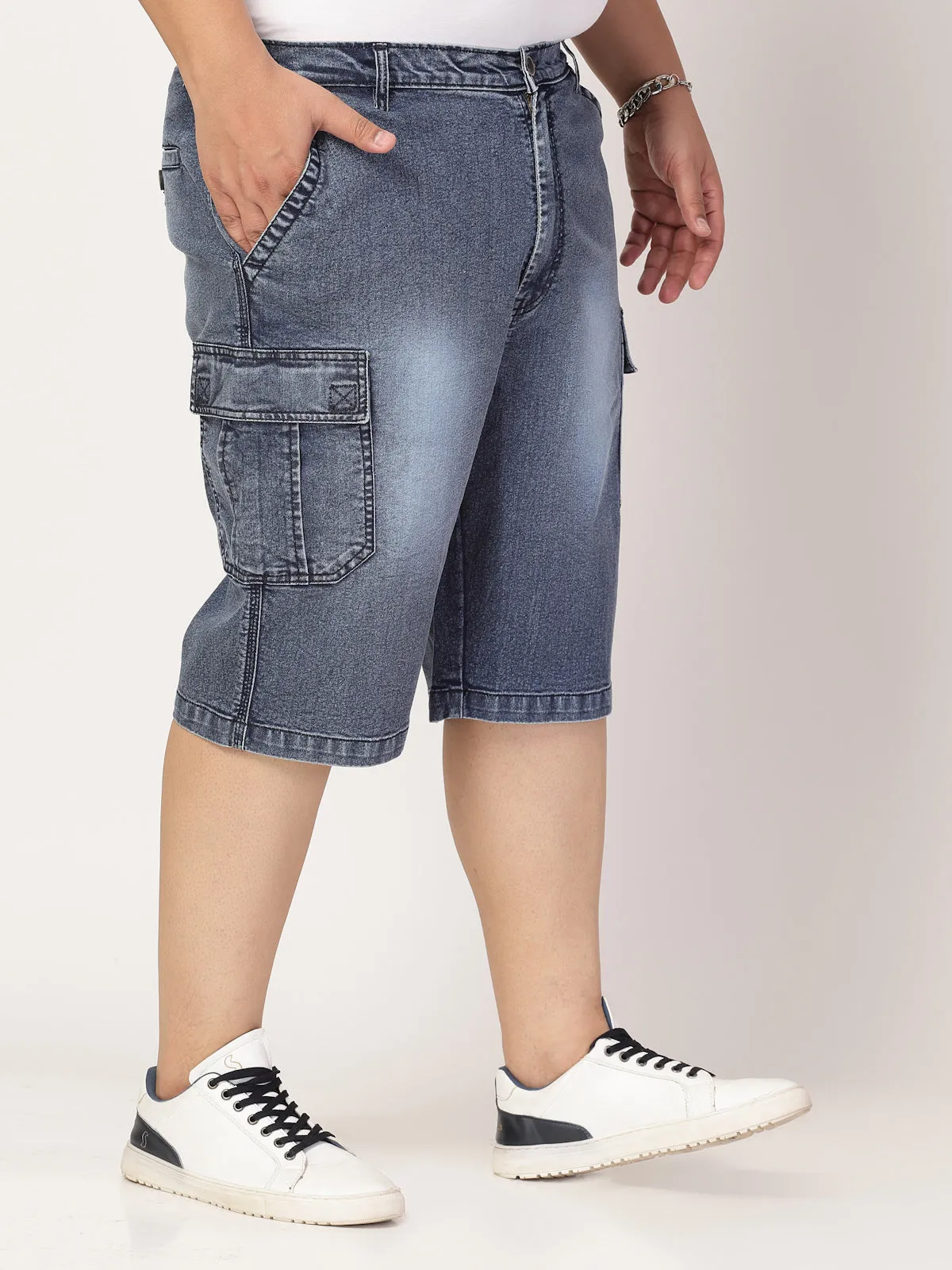 Men Denim Regular Fit Shorts