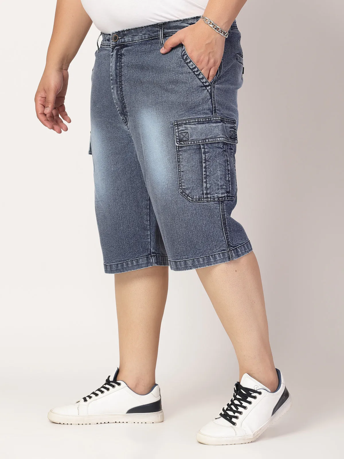 Men Denim Regular Fit Shorts