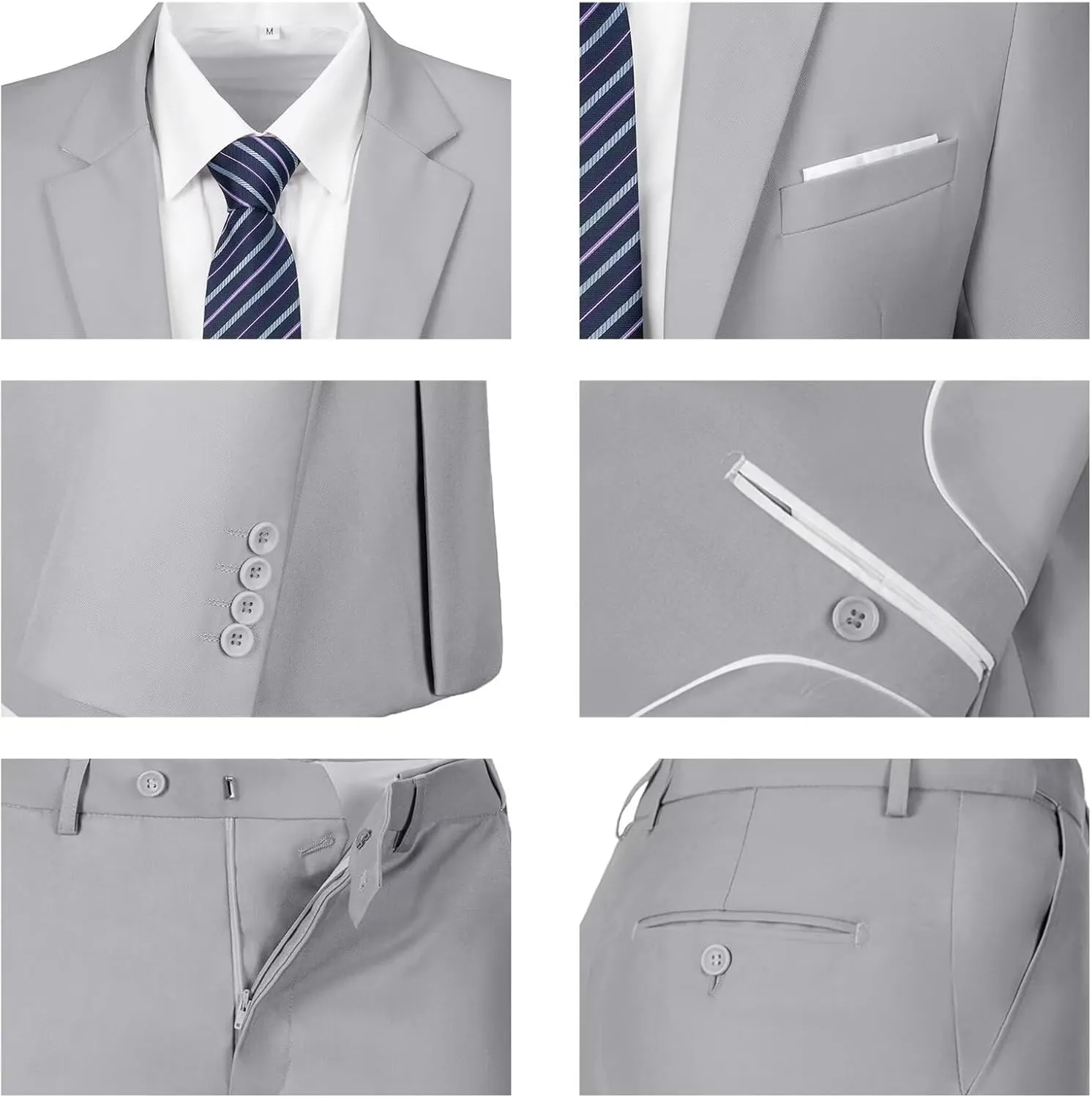 Men Suit Slim Fit 2 Piece Solid 2 Button Business Suits Blazer Wedding Prom Tuxedo for Men Suit Jacket Pants with Tie