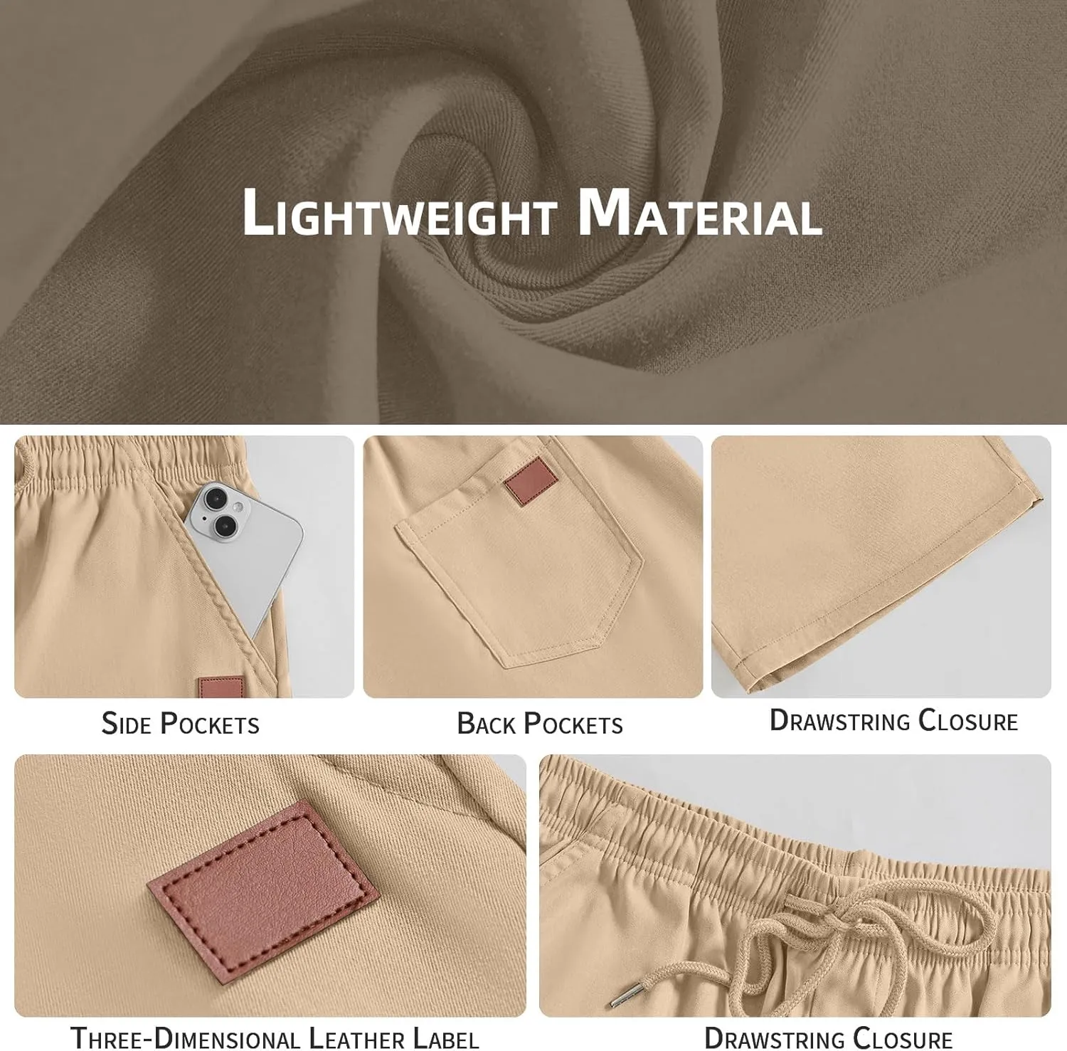 Men's Casual Jogger Shorts Elastic Waist Cargo Shorts Relaxed Fit SweatShorts Running Workout Sport Twill Shorts