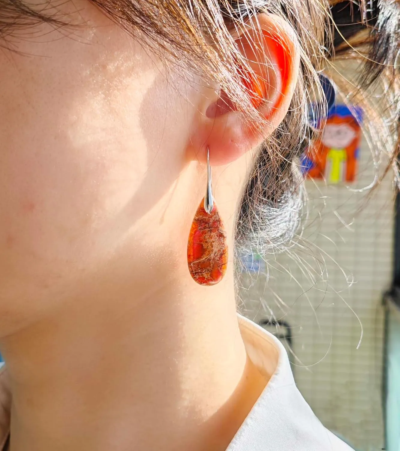 Natural Healing Stone Waterdrop Earrings Crystal Birthstone Dangle Drop Earrings