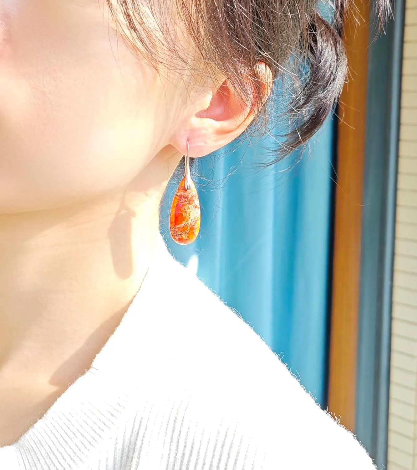 Natural Healing Stone Waterdrop Earrings Crystal Birthstone Dangle Drop Earrings