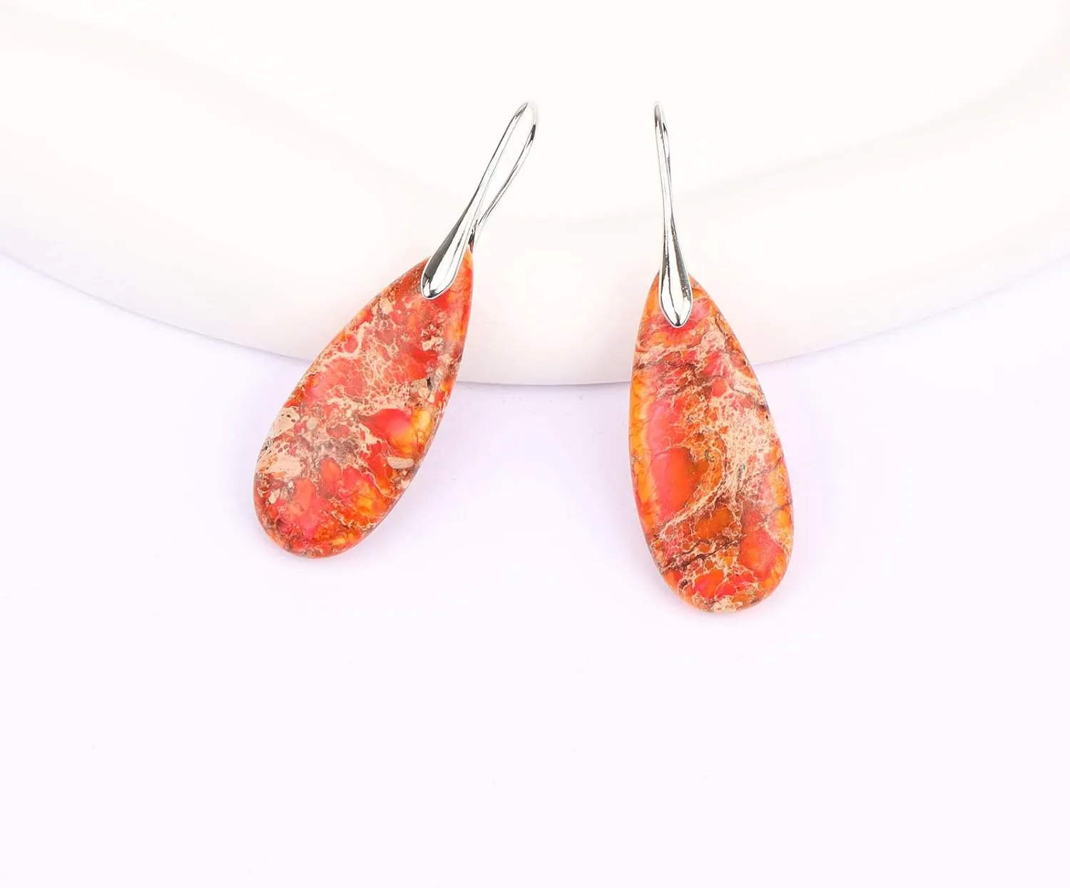Natural Healing Stone Waterdrop Earrings Crystal Birthstone Dangle Drop Earrings