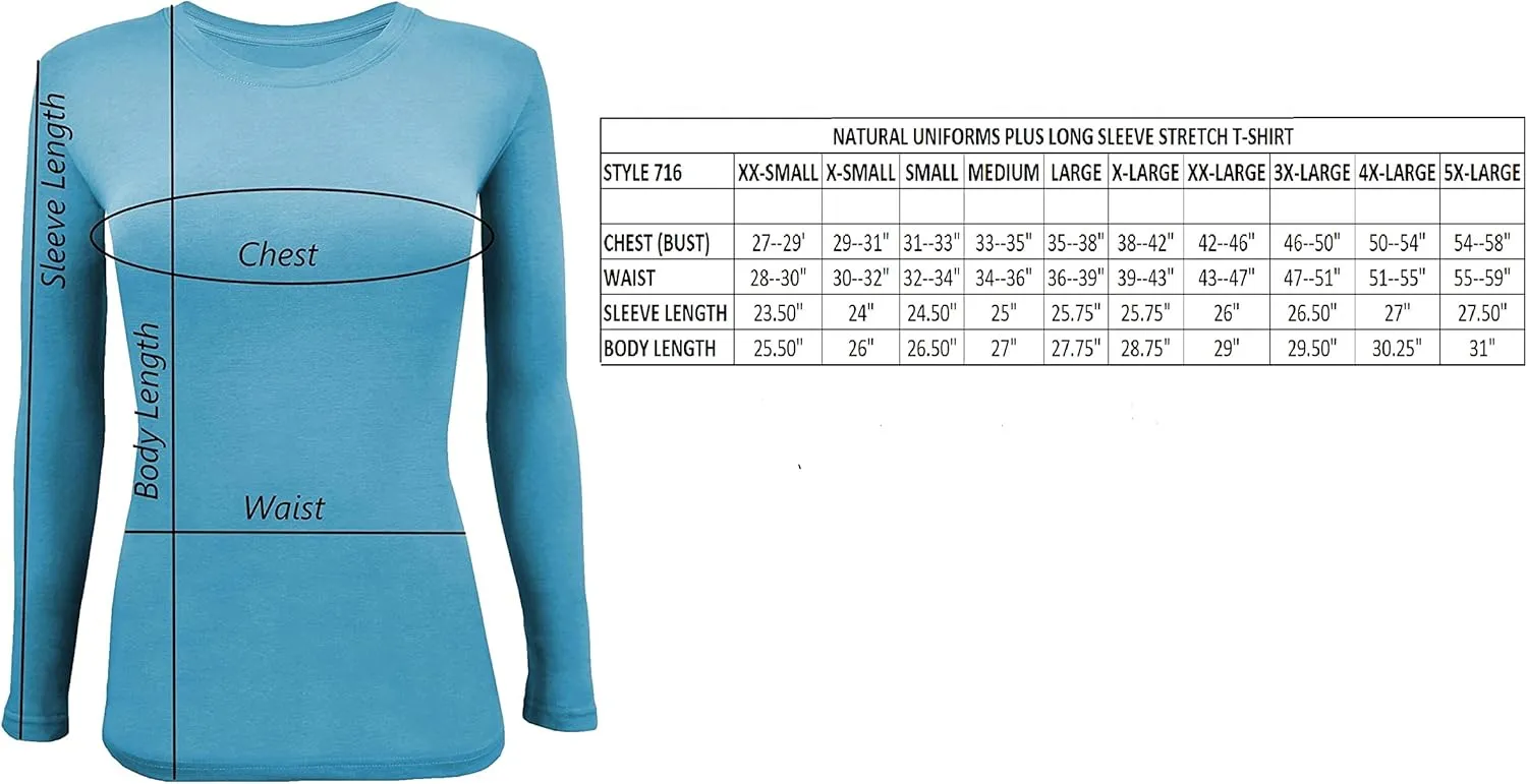 Natural Uniforms Women's Under Scrub Tee Crew Neck Long Sleeve T-Shirt Pack of 3 - Multi Pack of 3