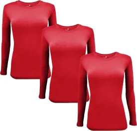 Natural Uniforms Women's Under Scrub Tee Crew Neck Long Sleeve T-Shirt Pack of 3 - Multi Pack of 3