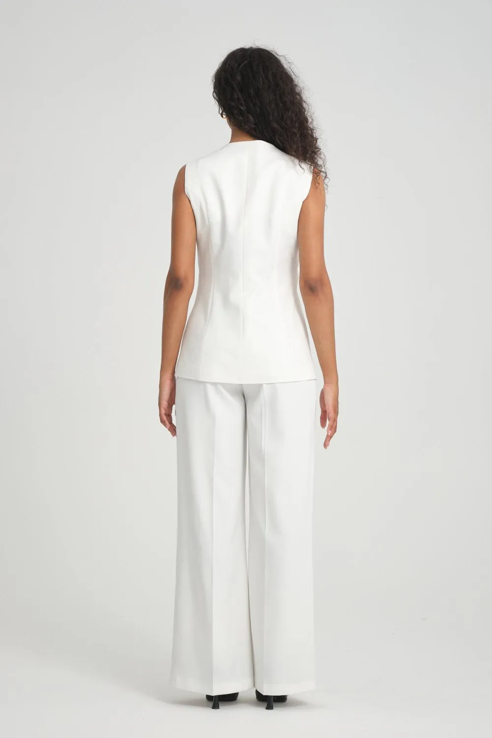NDL Women Belt Detail Vest Women's Suit White - Heist-op-den-Berg