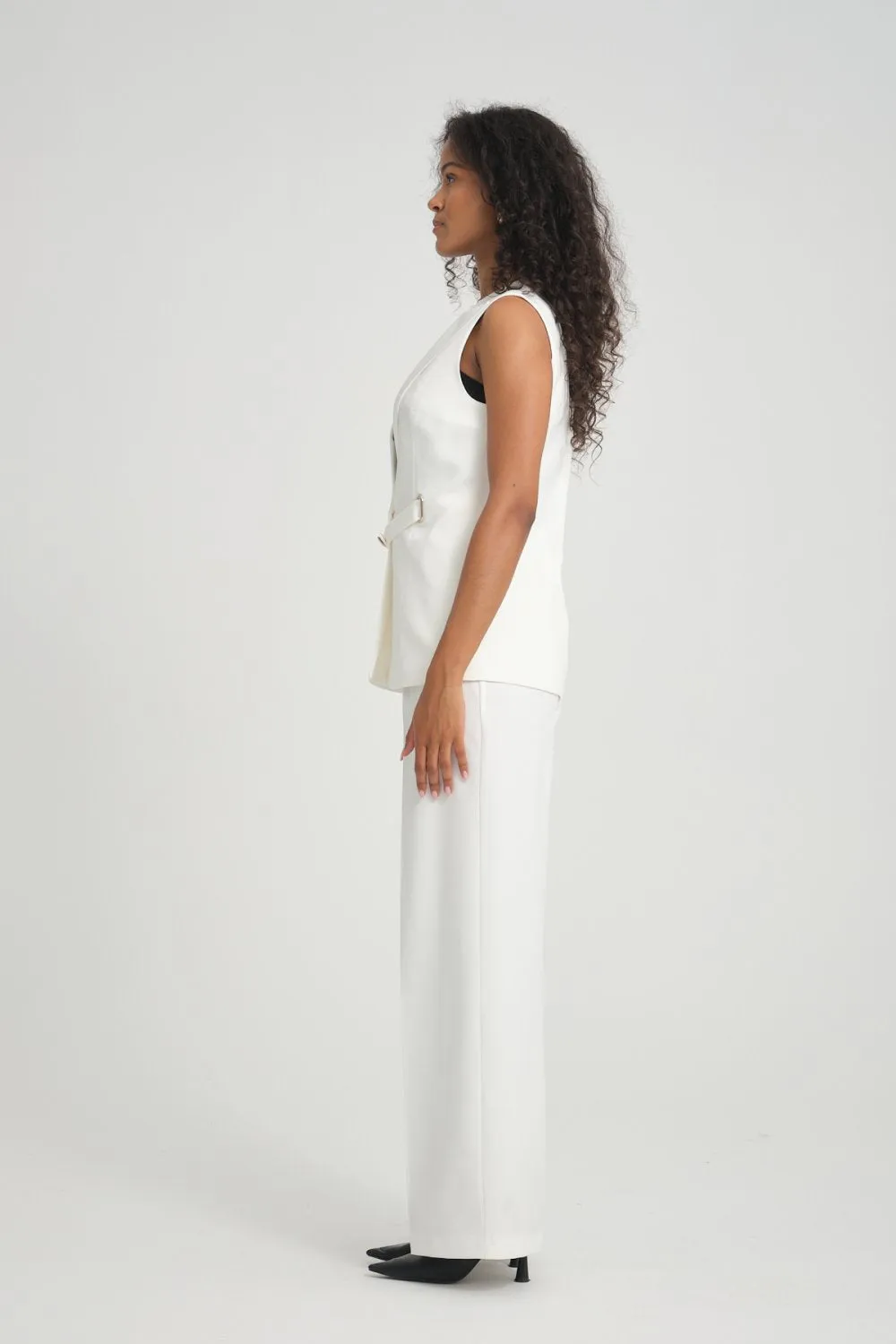 NDL Women Belt Detail Vest Women's Suit White - Heist-op-den-Berg